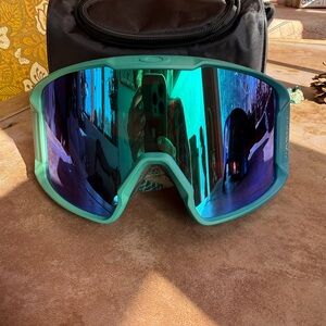 Oakley Teal Frame with Reflective Blue Lens Goggles